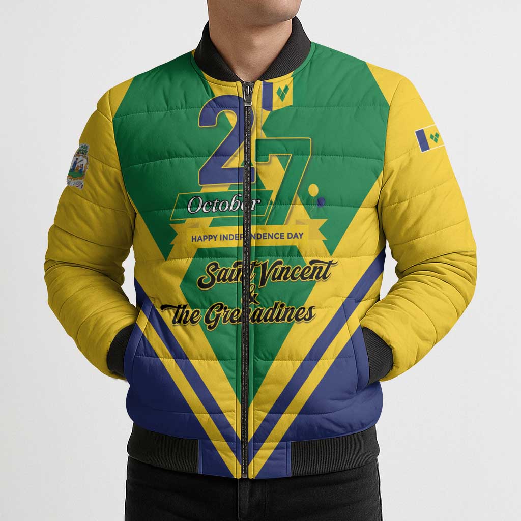 Saint Vincent and the Grenadines Independence Day Bomber Puffer Jacket Simple Style - Wonder Print Shop