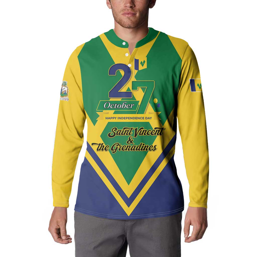 Saint Vincent and the Grenadines Independence Day Button Sweatshirt Simple Style - Wonder Print Shop