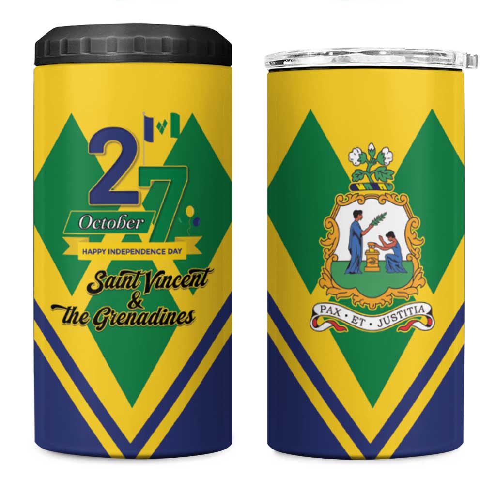 Saint Vincent and the Grenadines Independence Day 4 in 1 Can Cooler Tumbler Simple Style - Wonder Print Shop