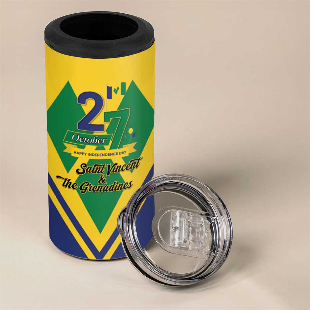 Saint Vincent and the Grenadines Independence Day 4 in 1 Can Cooler Tumbler Simple Style - Wonder Print Shop