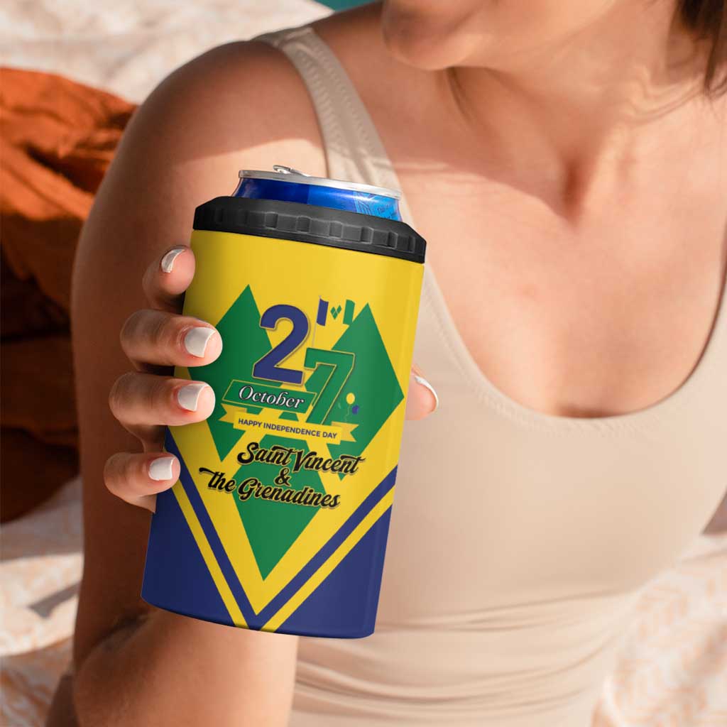 Saint Vincent and the Grenadines Independence Day 4 in 1 Can Cooler Tumbler Simple Style - Wonder Print Shop