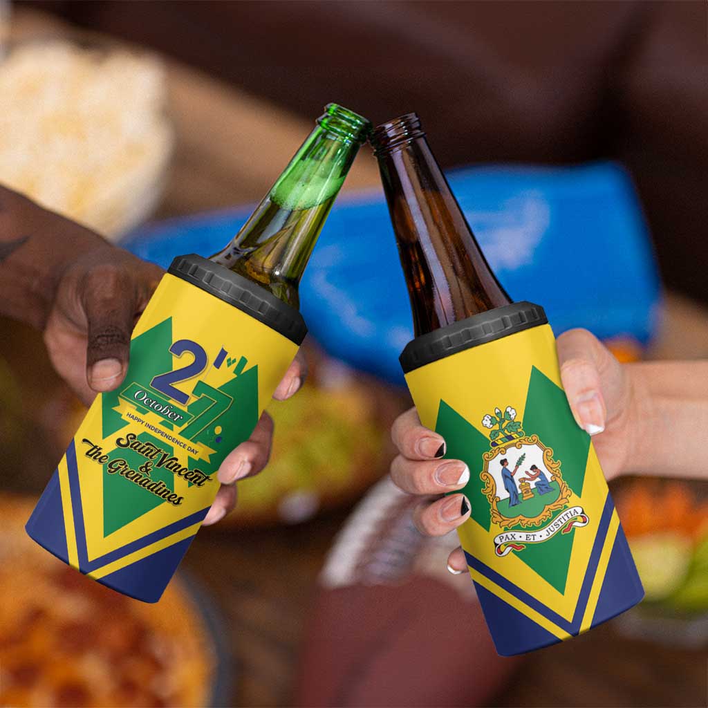 Saint Vincent and the Grenadines Independence Day 4 in 1 Can Cooler Tumbler Simple Style - Wonder Print Shop