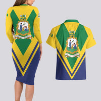 Saint Vincent and the Grenadines Independence Day Couples Matching Long Sleeve Bodycon Dress and Hawaiian Shirt Simple Style - Wonder Print Shop
