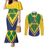 Saint Vincent and the Grenadines Independence Day Couples Matching Mermaid Dress and Long Sleeve Button Shirt Simple Style - Wonder Print Shop