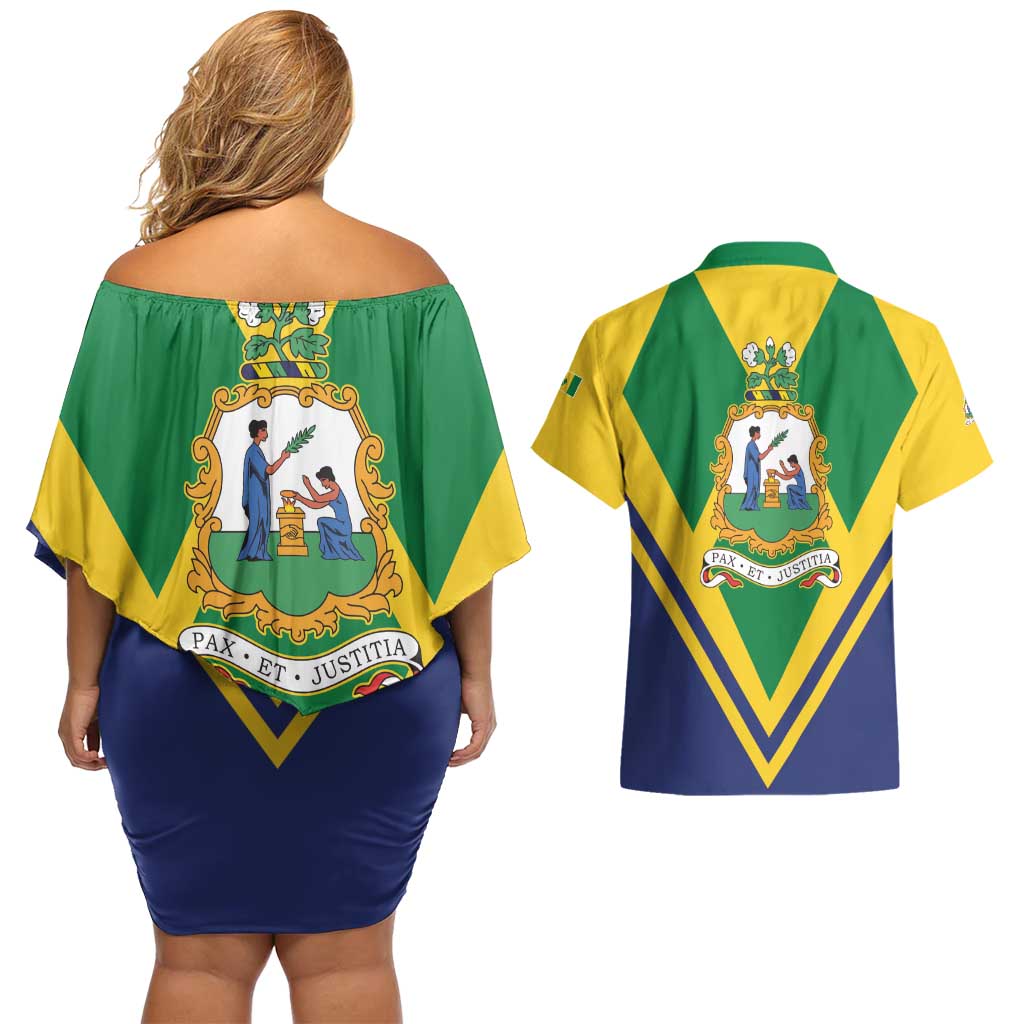 Saint Vincent and the Grenadines Independence Day Couples Matching Off Shoulder Short Dress and Hawaiian Shirt Simple Style - Wonder Print Shop