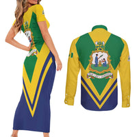 Saint Vincent and the Grenadines Independence Day Couples Matching Short Sleeve Bodycon Dress and Long Sleeve Button Shirt Simple Style - Wonder Print Shop