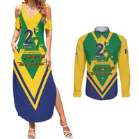 Saint Vincent and the Grenadines Independence Day Couples Matching Summer Maxi Dress and Long Sleeve Button Shirt Simple Style - Wonder Print Shop