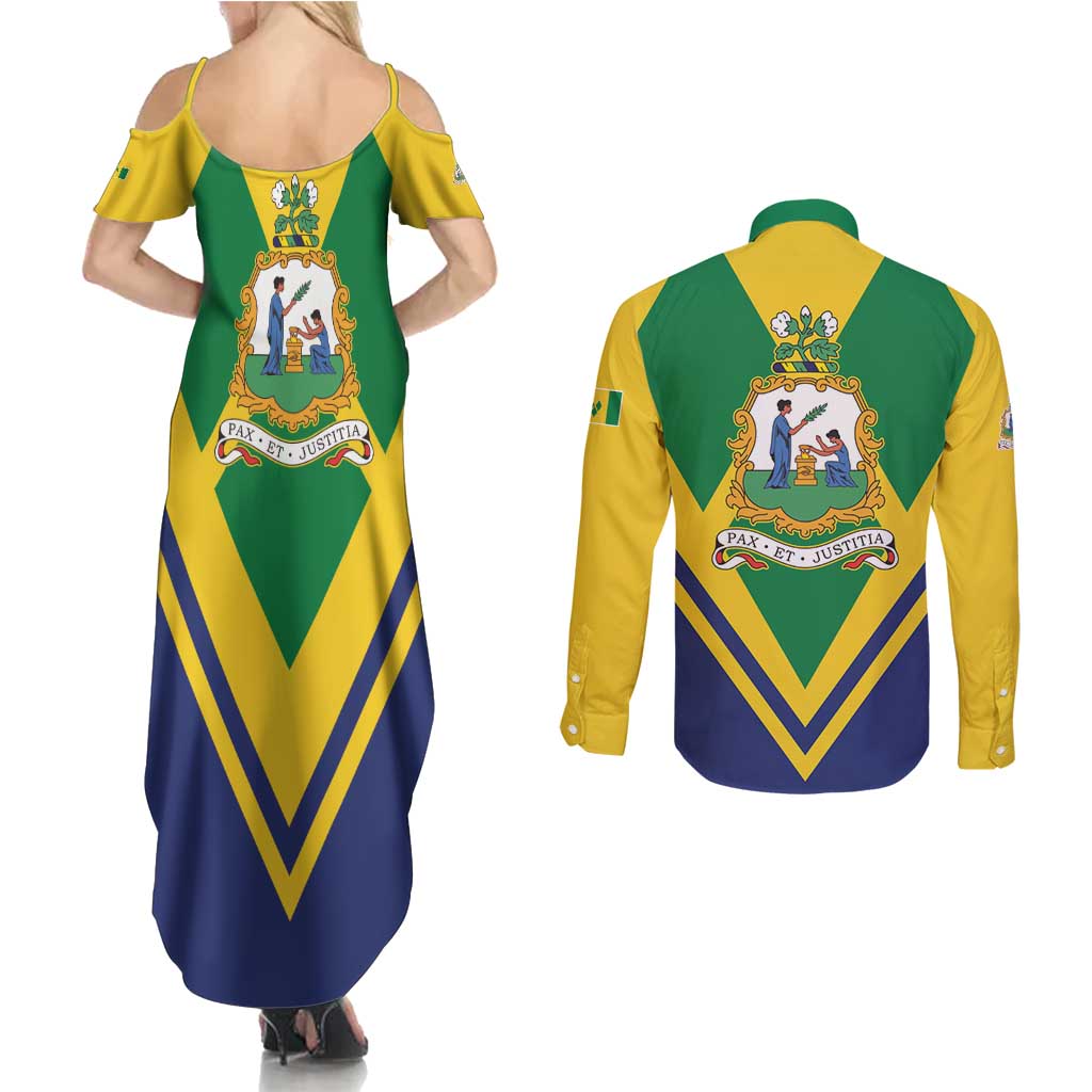 Saint Vincent and the Grenadines Independence Day Couples Matching Summer Maxi Dress and Long Sleeve Button Shirt Simple Style - Wonder Print Shop