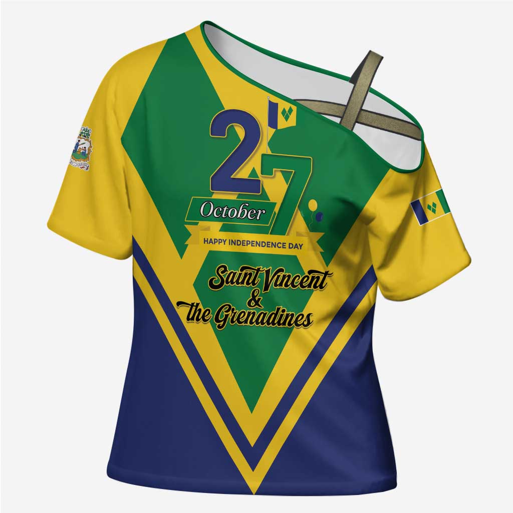 Saint Vincent and the Grenadines Independence Day Cross Shoulder Shirt Simple Style - Wonder Print Shop