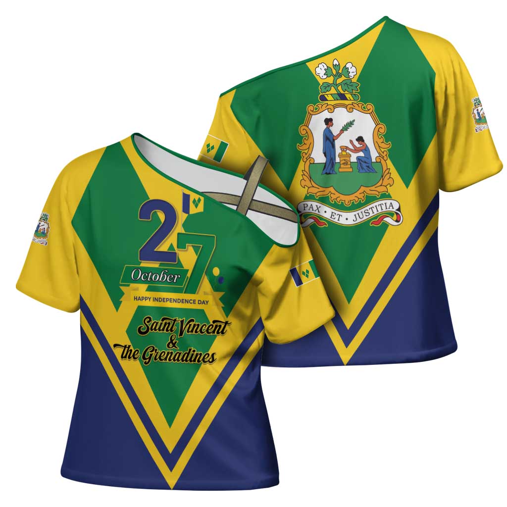 Saint Vincent and the Grenadines Independence Day Cross Shoulder Shirt Simple Style - Wonder Print Shop