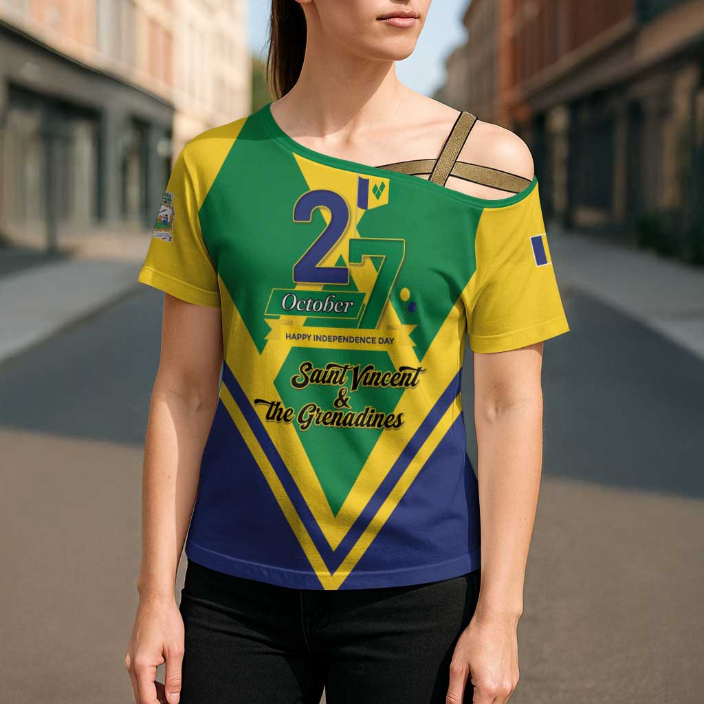 Saint Vincent and the Grenadines Independence Day Cross Shoulder Shirt Simple Style - Wonder Print Shop