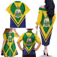 Saint Vincent and the Grenadines Independence Day Family Matching Off The Shoulder Long Sleeve Dress and Hawaiian Shirt Simple Style - Wonder Print Shop