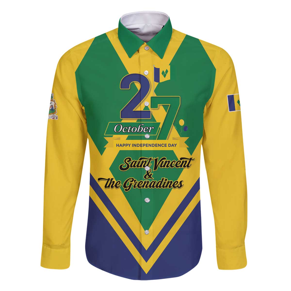 Saint Vincent and the Grenadines Independence Day Family Matching Off The Shoulder Long Sleeve Dress and Hawaiian Shirt Simple Style - Wonder Print Shop