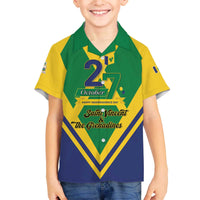 Saint Vincent and the Grenadines Independence Day Family Matching Off The Shoulder Long Sleeve Dress and Hawaiian Shirt Simple Style - Wonder Print Shop