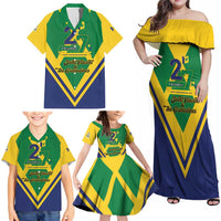 Saint Vincent and the Grenadines Independence Day Family Matching Off Shoulder Maxi Dress and Hawaiian Shirt Simple Style - Wonder Print Shop