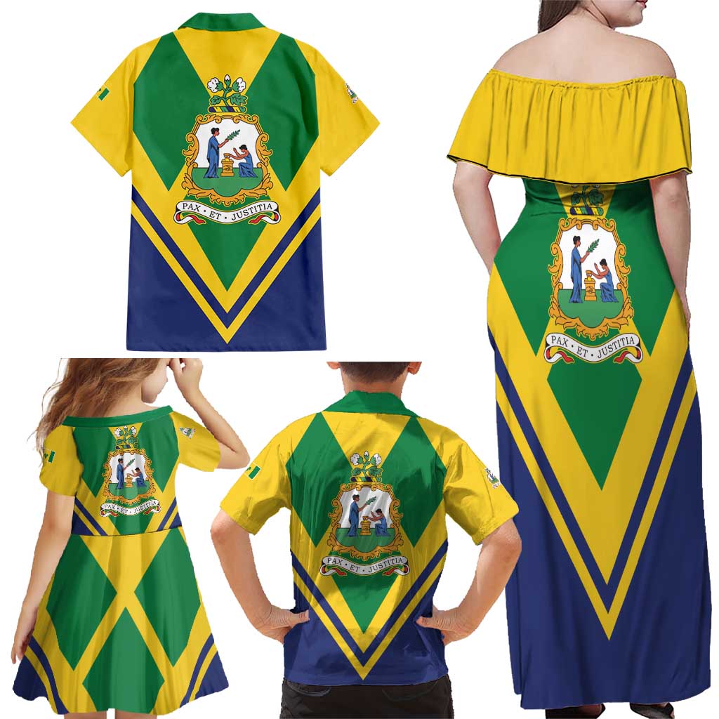 Saint Vincent and the Grenadines Independence Day Family Matching Off Shoulder Maxi Dress and Hawaiian Shirt Simple Style - Wonder Print Shop