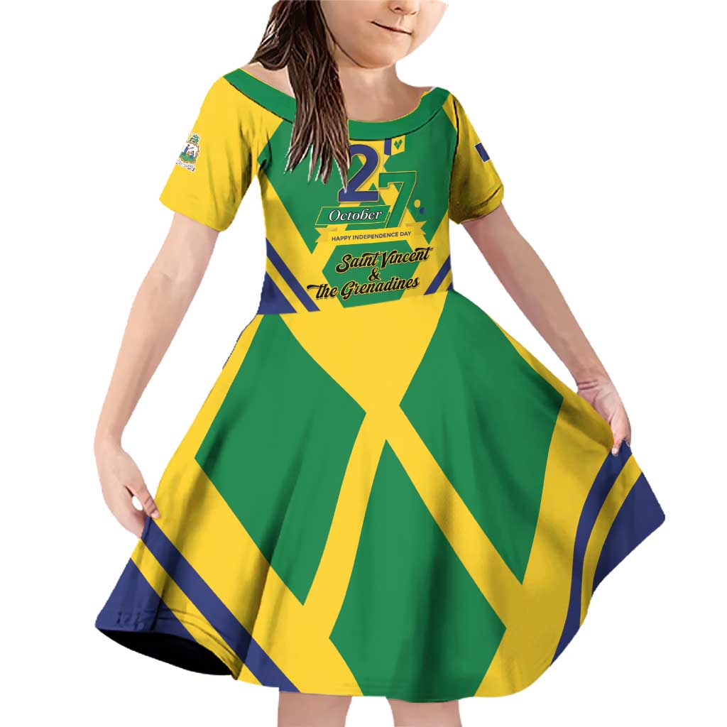 Saint Vincent and the Grenadines Independence Day Family Matching Off Shoulder Short Dress and Hawaiian Shirt Simple Style - Wonder Print Shop