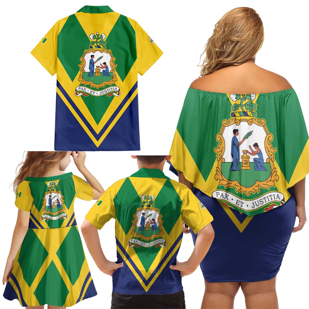 Saint Vincent and the Grenadines Independence Day Family Matching Off Shoulder Short Dress and Hawaiian Shirt Simple Style - Wonder Print Shop