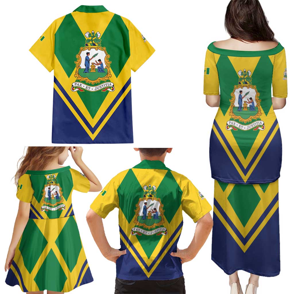 Saint Vincent and the Grenadines Independence Day Family Matching Puletasi and Hawaiian Shirt Simple Style - Wonder Print Shop