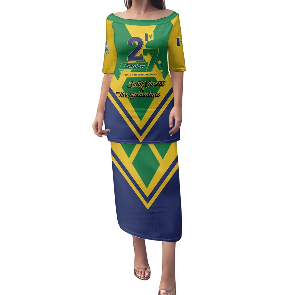 Saint Vincent and the Grenadines Independence Day Family Matching Puletasi and Hawaiian Shirt Simple Style - Wonder Print Shop