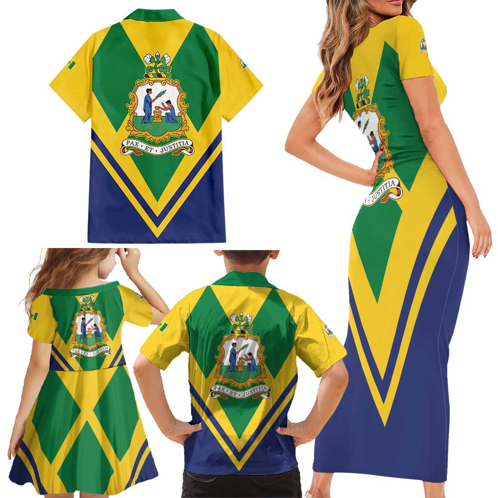 Saint Vincent and the Grenadines Independence Day Family Matching Short Sleeve Bodycon Dress and Hawaiian Shirt Simple Style - Wonder Print Shop