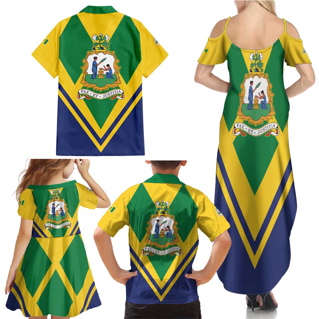 Saint Vincent and the Grenadines Independence Day Family Matching Summer Maxi Dress and Hawaiian Shirt Simple Style - Wonder Print Shop