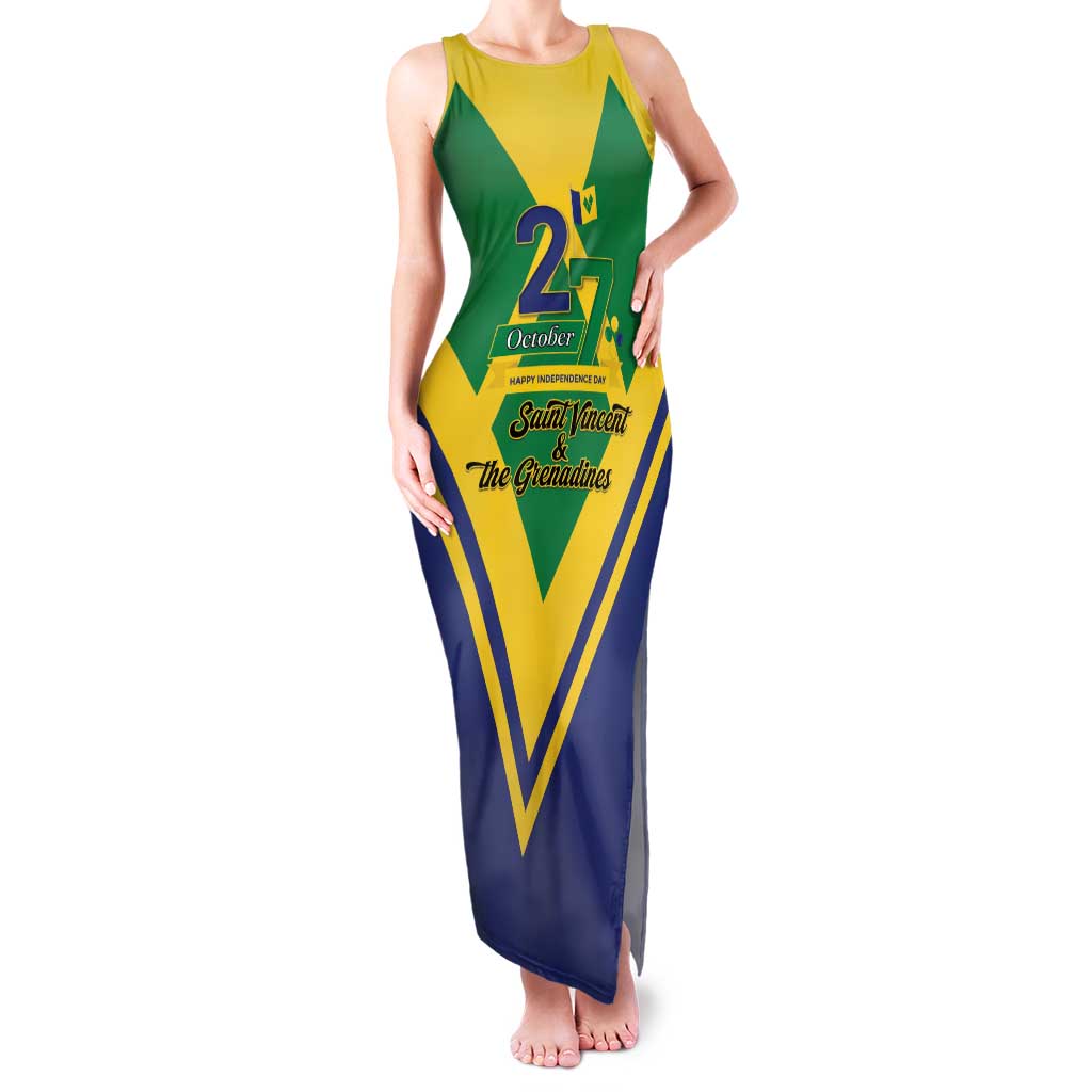 Saint Vincent and the Grenadines Independence Day Family Matching Tank Maxi Dress and Hawaiian Shirt Simple Style - Wonder Print Shop