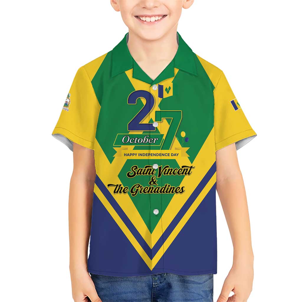 Saint Vincent and the Grenadines Independence Day Kid Hawaiian Shirt Simple Style - Wonder Print Shop