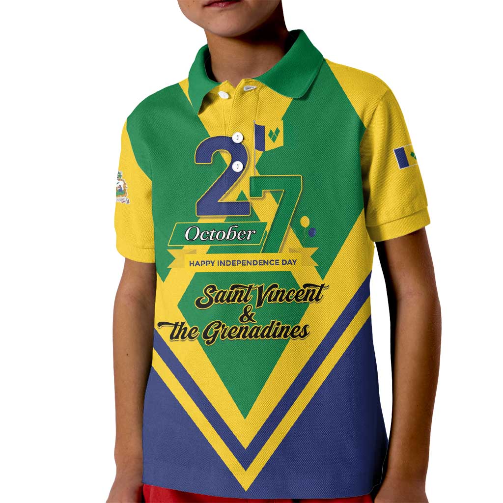 Saint Vincent and the Grenadines Independence Day Kid Polo Shirt Simple Style - Wonder Print Shop