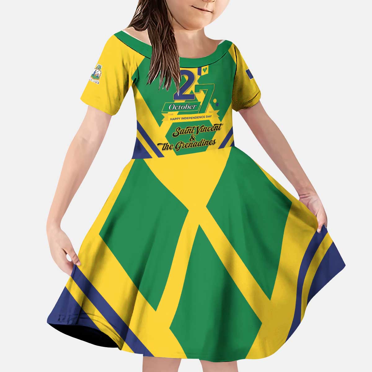 Saint Vincent and the Grenadines Independence Day Kid Short Sleeve Dress Simple Style - Wonder Print Shop
