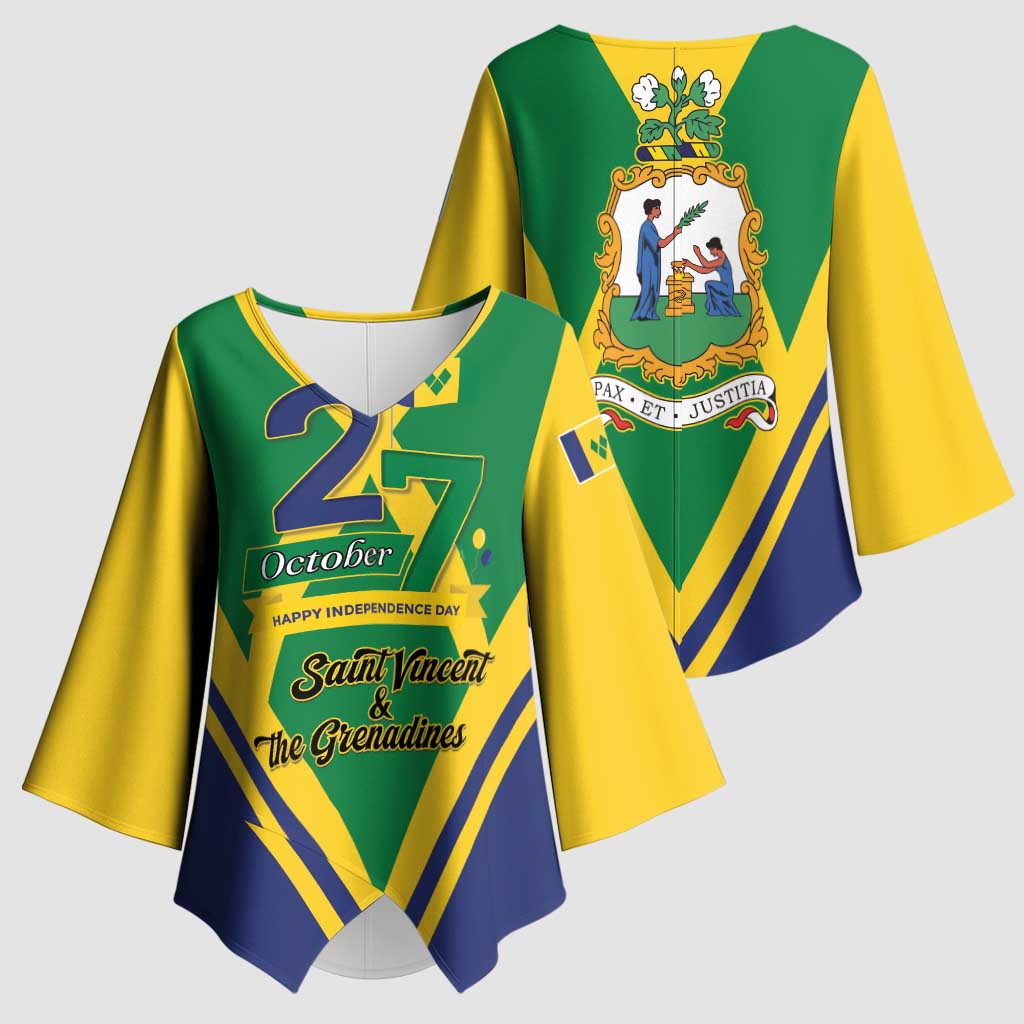 Saint Vincent and the Grenadines Independence Day Kimono Sleeve Blouse Simple Style - Wonder Print Shop