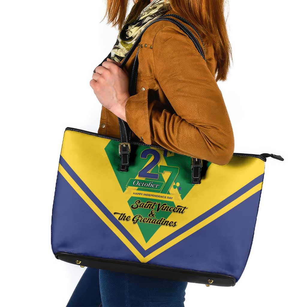 Saint Vincent and the Grenadines Independence Day Leather Tote Bag Simple Style - Wonder Print Shop