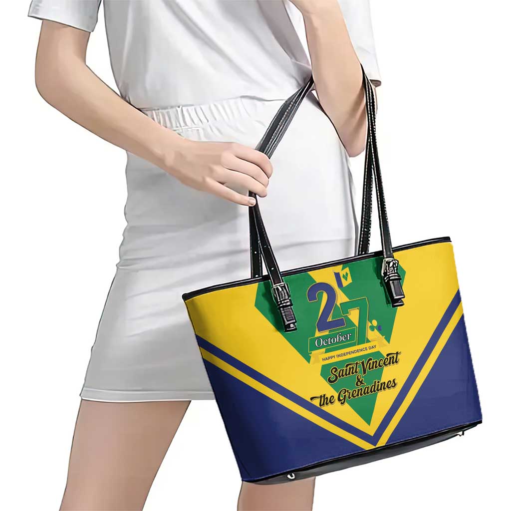 Saint Vincent and the Grenadines Independence Day Leather Tote Bag Simple Style - Wonder Print Shop
