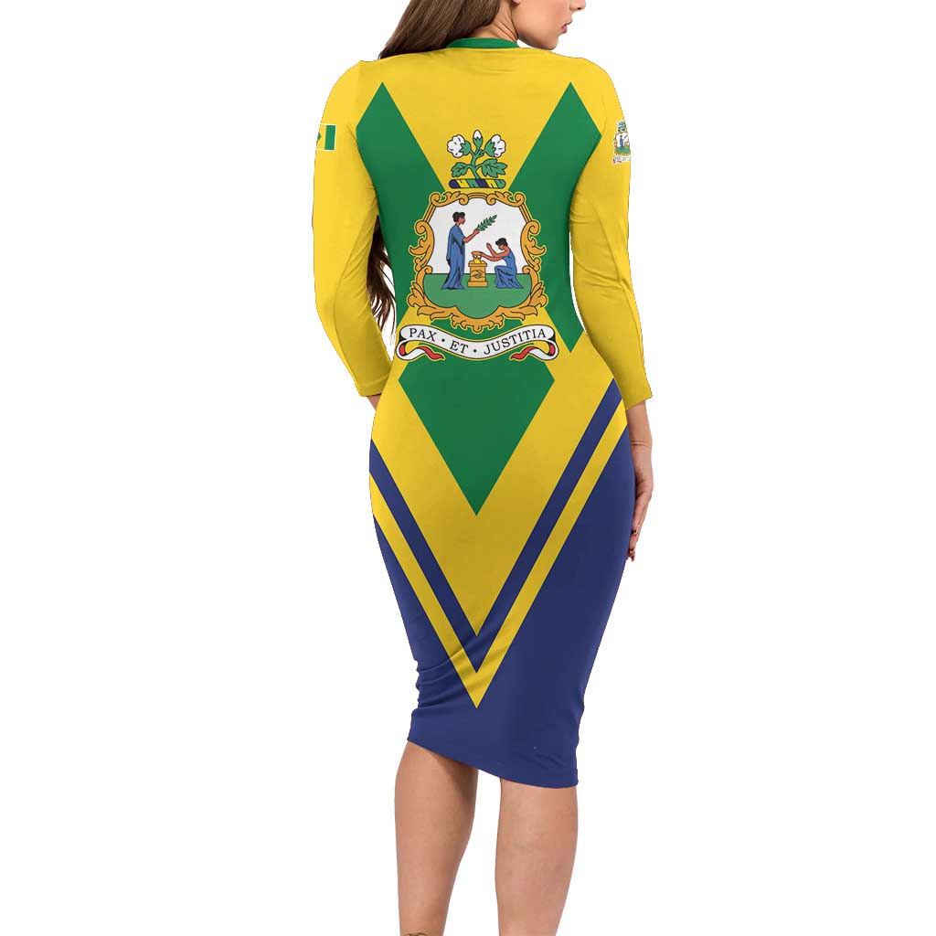 Saint Vincent and the Grenadines Independence Day Long Sleeve Bodycon Dress Simple Style - Wonder Print Shop