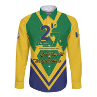 Saint Vincent and the Grenadines Independence Day Long Sleeve Button Shirt Simple Style - Wonder Print Shop