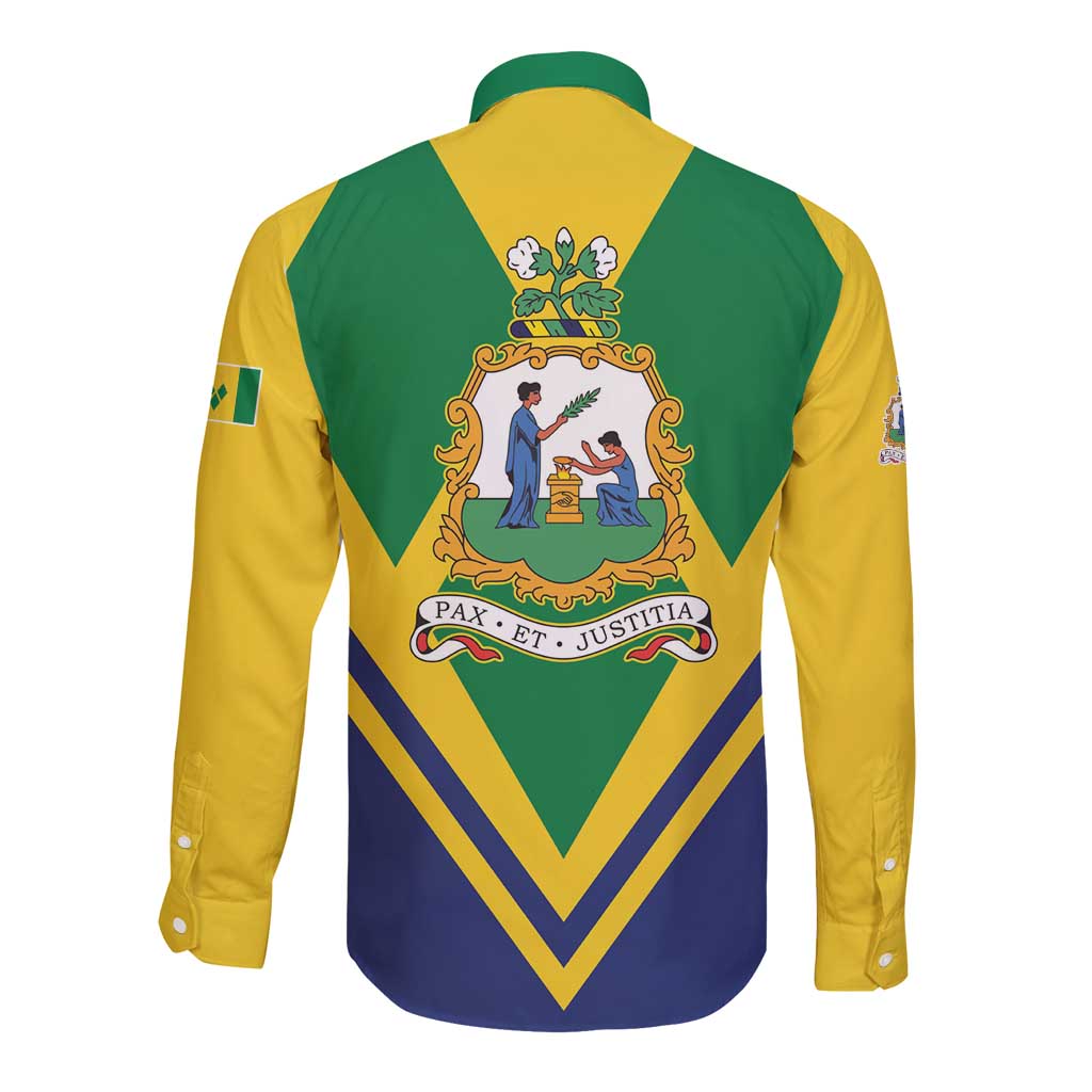 Saint Vincent and the Grenadines Independence Day Long Sleeve Button Shirt Simple Style - Wonder Print Shop