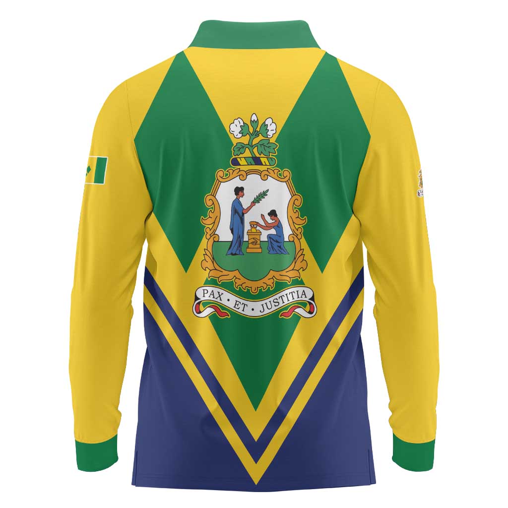 Saint Vincent and the Grenadines Independence Day Long Sleeve Polo Shirt Simple Style - Wonder Print Shop
