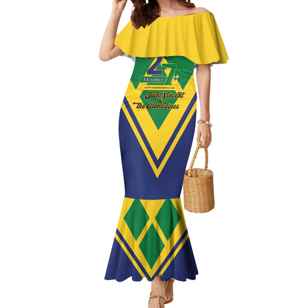 Saint Vincent and the Grenadines Independence Day Mermaid Dress Simple Style - Wonder Print Shop