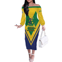 Saint Vincent and the Grenadines Independence Day Off The Shoulder Long Sleeve Dress Simple Style - Wonder Print Shop