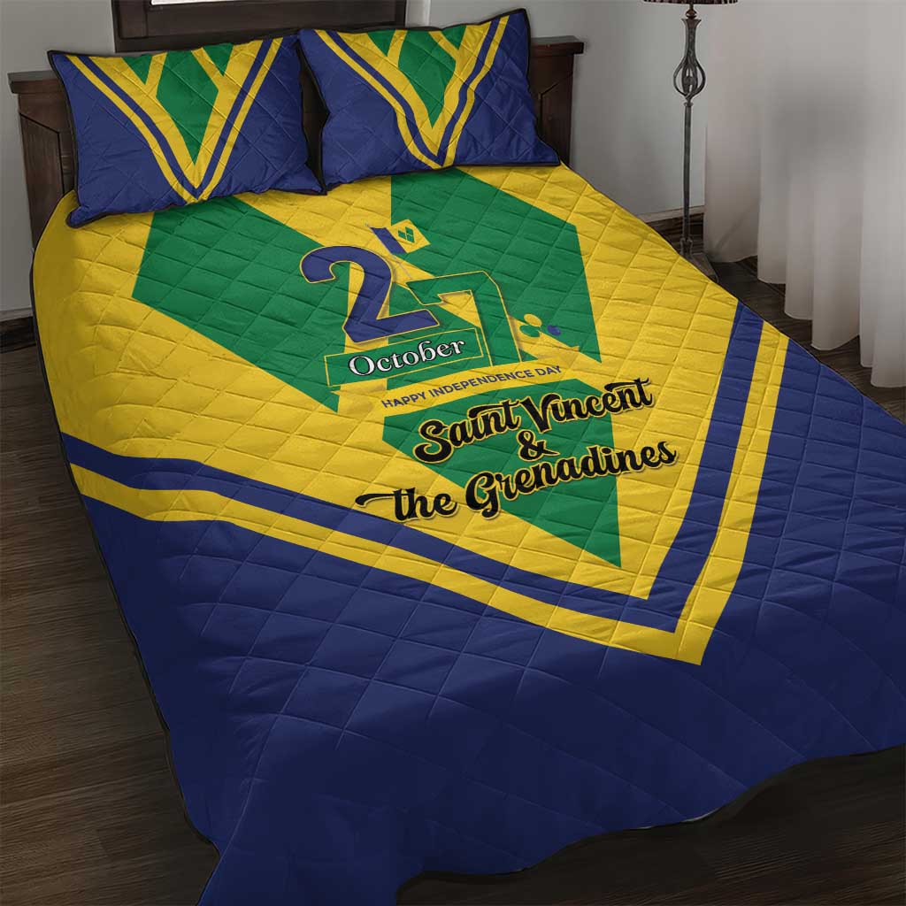 Saint Vincent and the Grenadines Independence Day Quilt Bed Set Simple Style - Wonder Print Shop