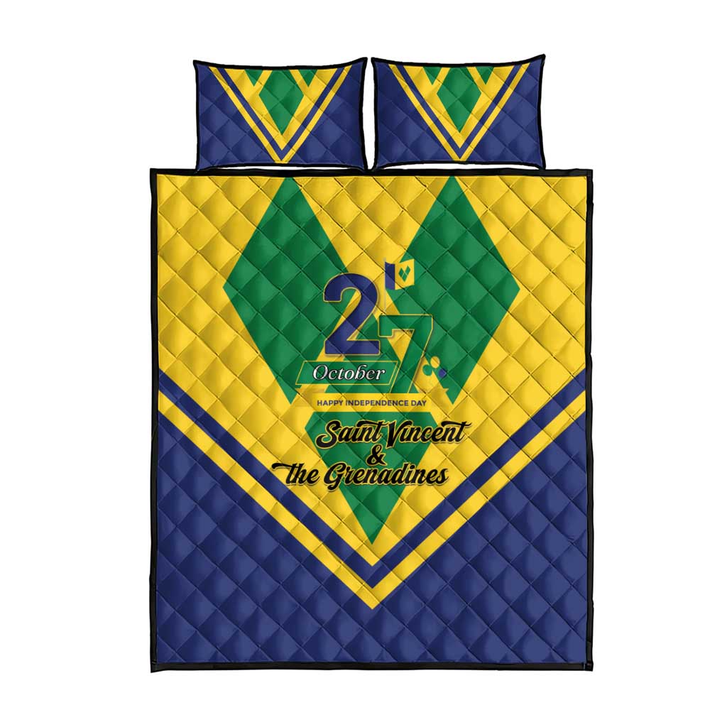 Saint Vincent and the Grenadines Independence Day Quilt Bed Set Simple Style - Wonder Print Shop