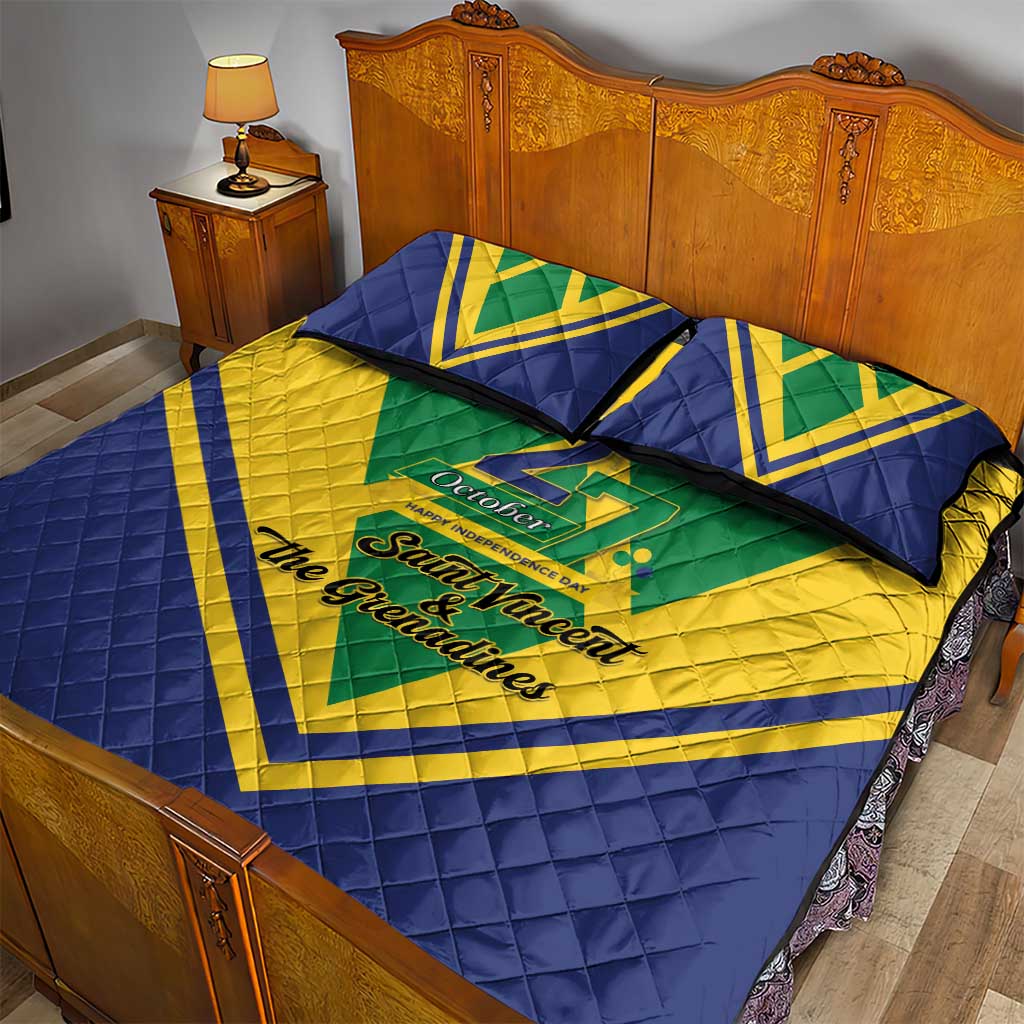 Saint Vincent and the Grenadines Independence Day Quilt Bed Set Simple Style - Wonder Print Shop