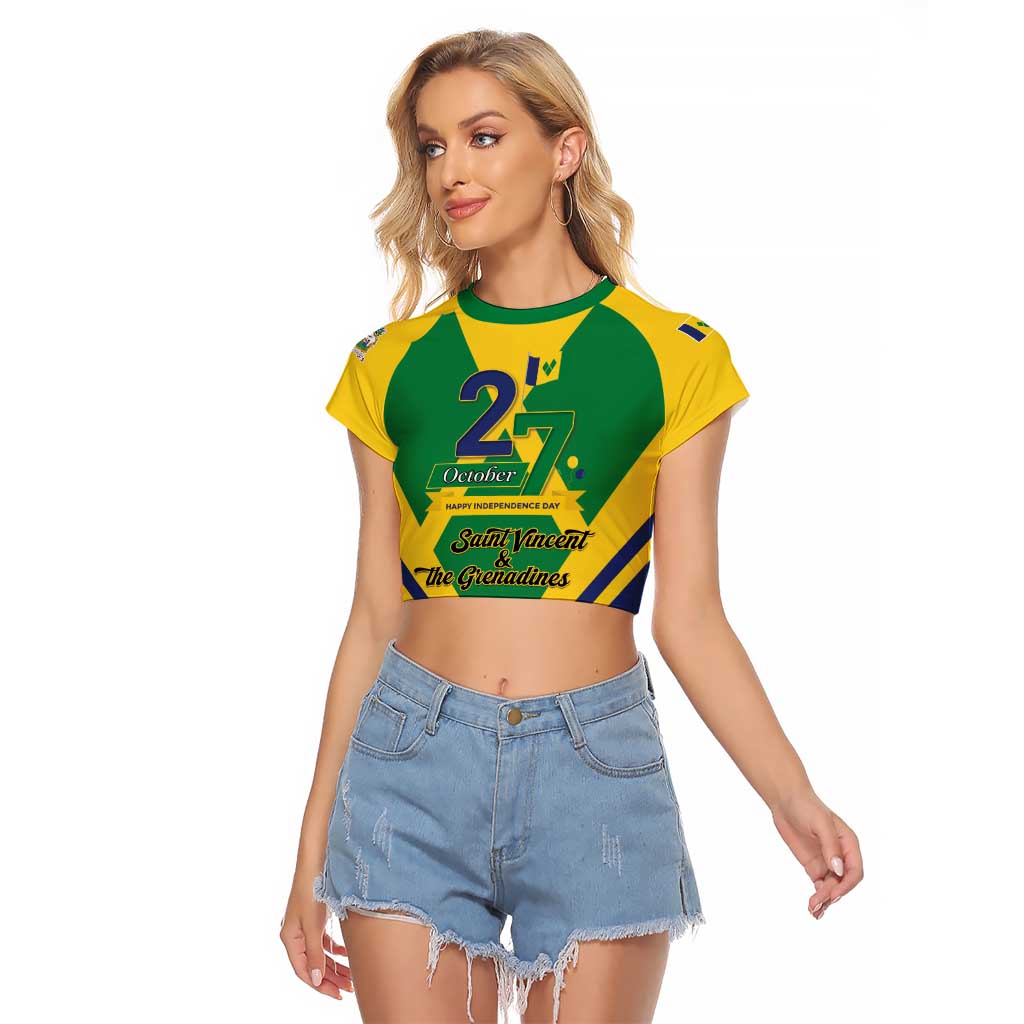 Saint Vincent and the Grenadines Independence Day Raglan Cropped T Shirt Simple Style - Wonder Print Shop