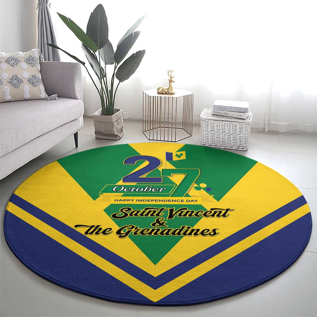 Saint Vincent and the Grenadines Independence Day Round Carpet Simple Style - Wonder Print Shop