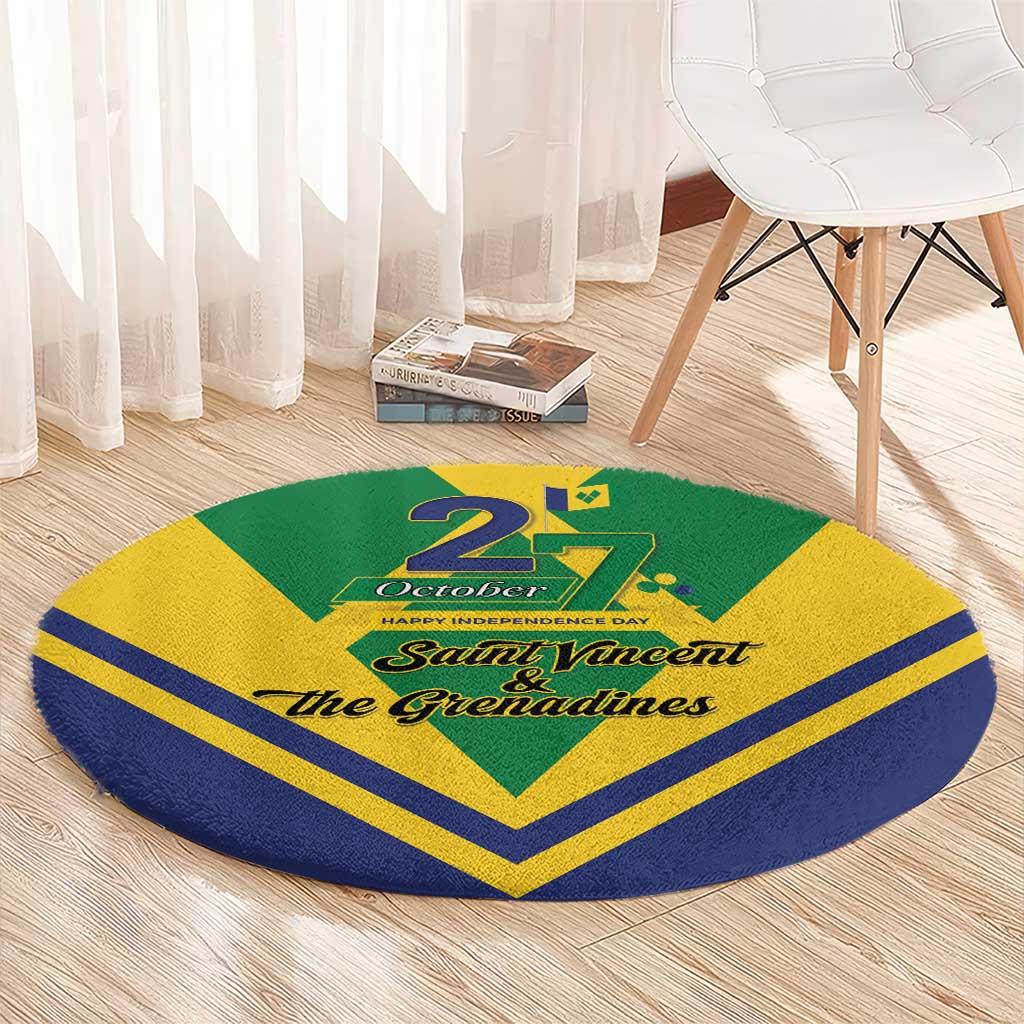 Saint Vincent and the Grenadines Independence Day Round Carpet Simple Style - Wonder Print Shop
