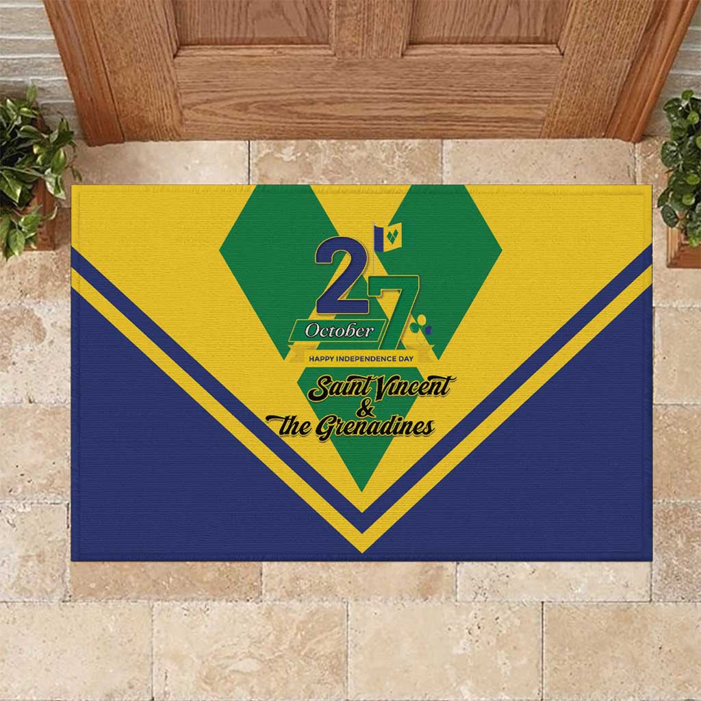 Saint Vincent and the Grenadines Independence Day Rubber Doormat Simple Style - Wonder Print Shop