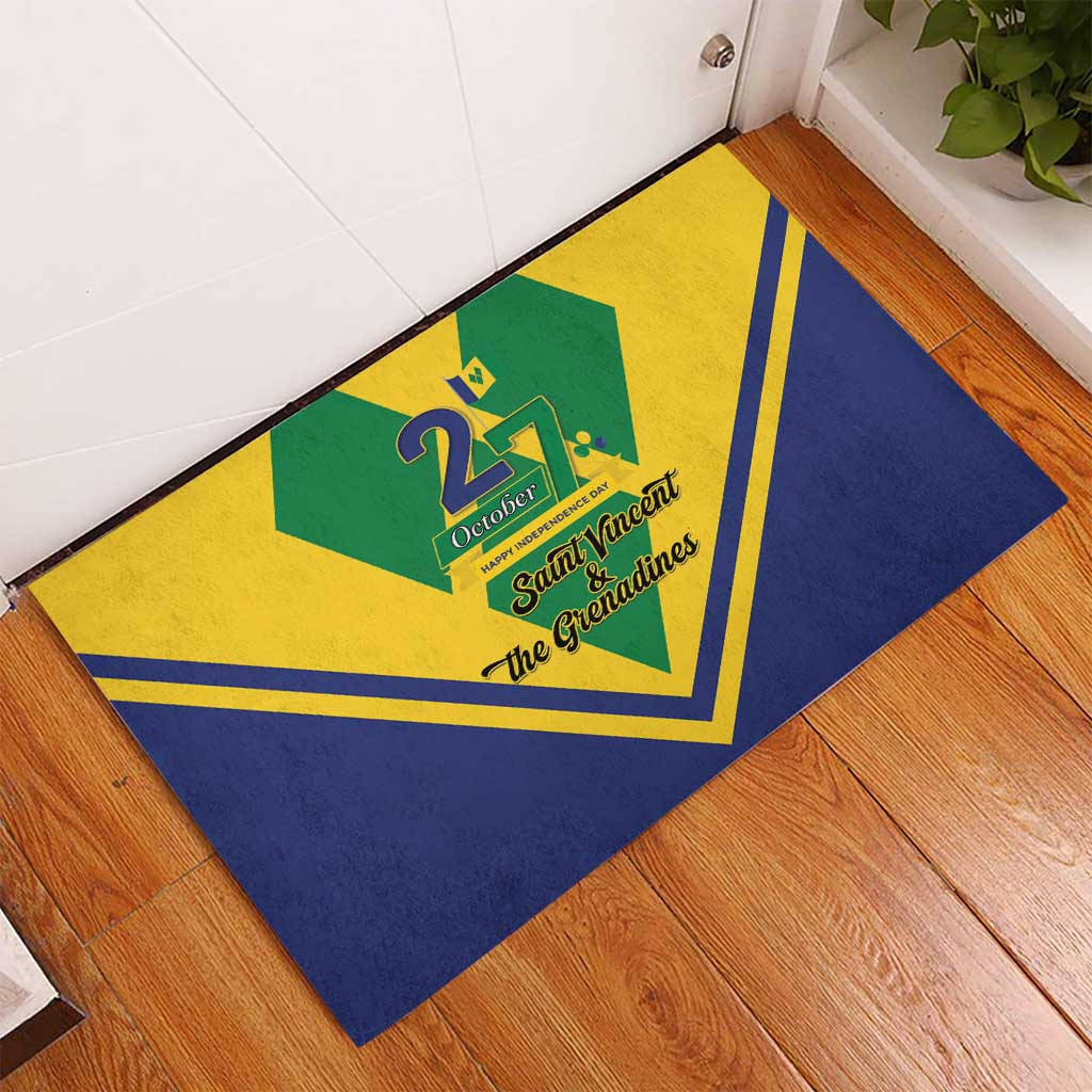 Saint Vincent and the Grenadines Independence Day Rubber Doormat Simple Style - Wonder Print Shop