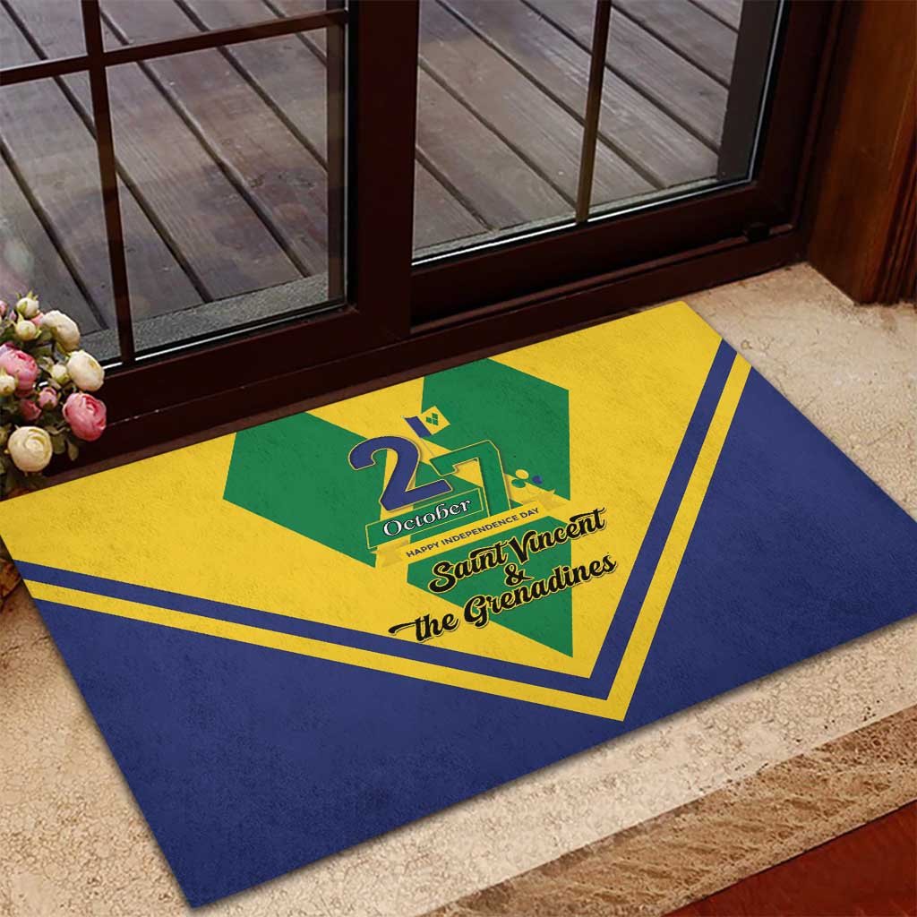 Saint Vincent and the Grenadines Independence Day Rubber Doormat Simple Style - Wonder Print Shop