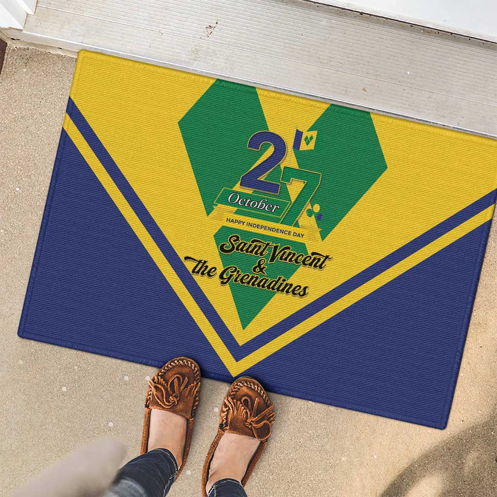 Saint Vincent and the Grenadines Independence Day Rubber Doormat Simple Style - Wonder Print Shop