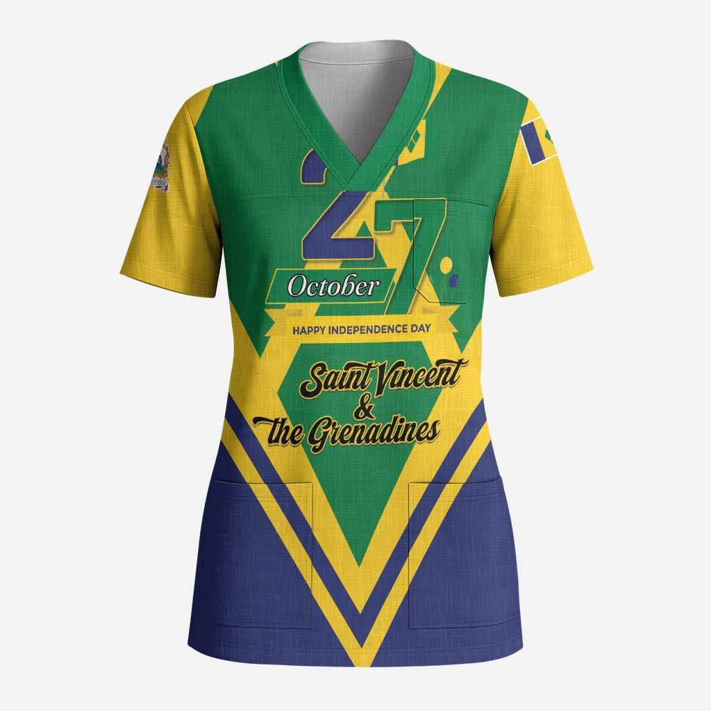 Saint Vincent and the Grenadines Independence Day Scrub Top Simple Style - Wonder Print Shop
